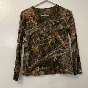 She outdoor camouflage long sleeve v neck t shirt green S/P